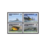 Montserrat 731-734 Gutter, MNH. Michel 762-765. World War II Battle Ships. 1990. - Montserrat