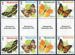 Montserrat 441-444 Gutter, MNH. Michel 441-444. Butterflies 1981. Heliconius, - Montserrat