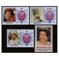 Montserrat 600-603,604,MNH.Michel 617-620,Bl.34. Queen Elizabeth,60.Portraits. - Montserrat