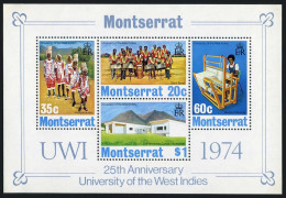 Montserrat 305a Sheet, MNH. Mi Bl.4. University Of West Indies, 25th Ann. 1974. - Montserrat