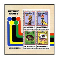 Montserrat 523a Sheet,MNH. Olympics Los Angeles-1984.Discus,Stadium,Torch,Flags. - Montserrat