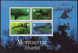 Montserrat 646a,MNH.Michel Bl.43. Sharks 1987.Tiger,Lemon,While,Whale. - Montserrat