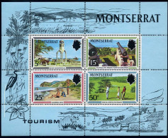 Montserrat 251a, MNH. Mi Bl.1. Tourism 1970. War Memorial; Fort St George. Bird. - Montserrat