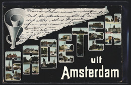 AK Amsterdam, Dampfer Vor Dem Ort, Denkmal, Kirche  - Amsterdam