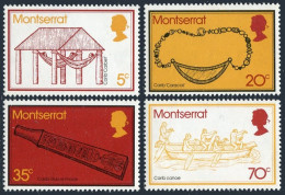 Montserrat 319-322,MNH.Mi 319-322. Carib Artifacts,1975.Corbet,Necklace,Club, - Montserrat