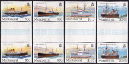 Montserrat 539-542 Gutter,542a,MNH.Michel 553-556,Bl.28. Mail Packet Boats,1984. - Montserrat