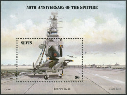 Nevis 464, MNH. Michel 364 Bl.8. Spitfire Fighter Plan,50, 1986. - St.Kitts And Nevis ( 1983-...)
