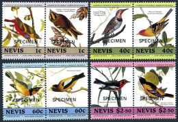 Nevis 407 4 Ab,pairs SPECIMEN,MNH.Michel 252-259 Audubon's Birds 1985.Tanager, - St.Kitts Y Nevis ( 1983-...)