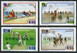 Nevis 525-528 SPECIMEN,MNH.Mi 448-451. 1986.Sailing,Netball,Cricket,Basketball - St.Kitts E Nevis ( 1983-...)
