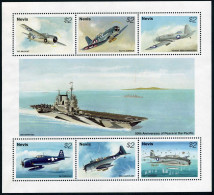 Nevis 919 Af Sheet, MNH. Mi 926-931 Klb. End Of WW II, 50, 1995. War Aircraft. - St.Kitts En Nevis ( 1983-...)