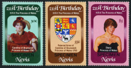 Nevis 150-152 SPECIMEN,MNH.Michel 71-73. Princess Diana 21th Birthday,1982. - St.Kitts-et-Nevis ( 1983-...)