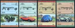 Nevis 288 Ab X4 2nd Set SPECIMEN,MNH.Mi 196-201. Leaders:World Classic Cars,1984 - St.Kitts E Nevis ( 1983-...)