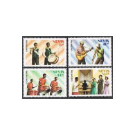 Nevis 399-402, MNH. Michel 210-213. Christmas 1984. Musicians From Local Bands. - St.Kitts Y Nevis ( 1983-...)