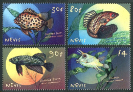 Nevis 1187-1190, MNH. Tropical Fish 2000. - St.Kitts-et-Nevis ( 1983-...)
