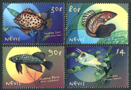 Nevis 1187-1190, MNH. Tropical Fish 2000. - St.Kitts Und Nevis ( 1983-...)