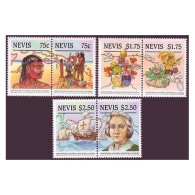 Nevis 465-467 Ab,MNH.Mi 365-370. Discovery Of America-500. Native, Fruit, Fleet. - St.Kitts-et-Nevis ( 1983-...)