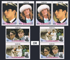 Nevis 498-499 Ab Pairs,MNH.Michel 393-396. Prince Andrew,Sarah Ferguson Wedding. - St.Kitts Und Nevis ( 1983-...)