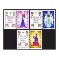 Nevis 118-120/label,MNH.Michel 43-45-zf. Christmas 1980.Mother-Child,Angel,Kings - St.Kitts And Nevis ( 1983-...)
