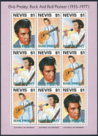 Nevis 776 Sheet,MNH.Michel 711-713 Klb. Elvis Presley,Rock And Roll Pioneer,1993 - St.Kitts-et-Nevis ( 1983-...)