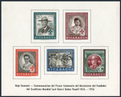 Nicaragua C386a, MNH. Michel Bl.44. Scouting, Lord Baden-Powell, 1957. - Nicaragua