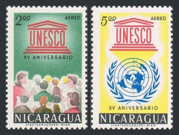 Nicaragua C502-C503, C503a, MNH. Mi 1310-1311,Bl.57. UNESCO, 15th Ann. 1962. - Nicaragua