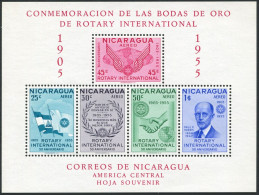 Nicaragua C362a Sheet,MNH.Mi Bl.42. ROTARY International,1955.Paul Harris,Map. - Nicaragua