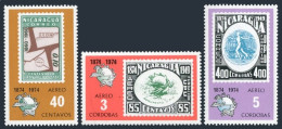 Nicaragua C855A-C855C, MNH. Mi 1793-1795. Air Post 1974.UPU-100. Stamp On Stamp. - Nicaragua