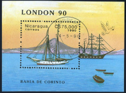 Nicaragua 1788, CTO. Michel 2984 Bl.189. LONDON-1990, Ship Bahia De Corinto. - Nicaragua