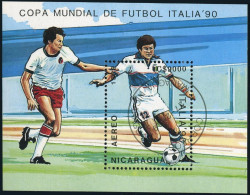 Nicaragua C1169, CTO. Michel 2941 Bl.183. World Soccer Cup, Italy-1990. - Nicaragua