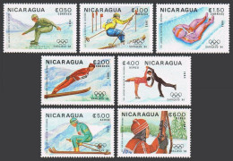 Nicaragua 1268-1274, MNH. Mi 2417-2423. Olympics Sarajevo-1984. Slalom, Luge, - Nicaragua