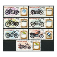 Nicaragua 1419-1425 Label,CTO.Michel 2568-2574. Motorcycle-100,1985. - Nicaragua