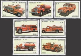 Nicaragua 1306-1312, MNH. Michel 2457-2463. Fire Engines, 1983. - Nicaragua