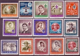 Nicaragua 778-782,C377-C386, MNH. Michel 1126-1140. Scouting. Baden-Powell,1957. - Nicaragua