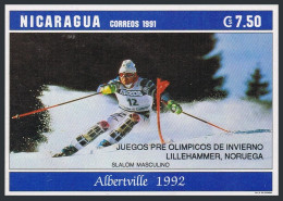 Nicaragua 1925a, MNH. Mi 3142 Var. Olympics Albertville-1992. Slalom,overprinted - Nicaragua