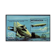 Nicaragua C1045, MNH. Michel 2520 Bl.158. HAMBURG-1984: Dirigible. UPU Emblem. - Nicaragua