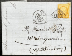 N°38 40c ORANGE CERES SUR LETTRE / DIJON POUR WEINGARTEN WURTENBERG / 25 FEV 1873 / LAC - 1849-1876: Période Classique