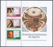 Nicaragua C870a,MNH.Mi 1835-1837 Bl.83A Singers:M.Callas,F.Chaliapin,Caruso,1975 - Nicaragua