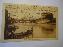 ITALY POSTCARDS ROMA TEDERE E CASTEL SANT ANGELO  POSTMARK STAMPS 1914 - Other & Unclassified