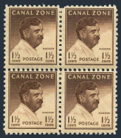 Canal Zone 137 Block/4, MNH. Michel 120A. Gov Charles E.Magoon. 1948. - Panama