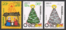 Panama 701-703, MNH. Mi 1630-1632. Christmas 1986. Nativity, Green,silver Trees. - Panama