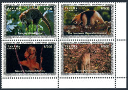 Panama 825 Ad Block, MNH. Michel 1768-1770. Mammals 1996. Nasua Narica, Tamandua - Panamá