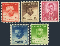 Canal Zone 136-140, MNH. Michel 119A-123. Famous American, 1946-1949. - Panamá