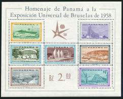 Panama C209a, MNH. Michel Bl.5. World Fair Brussels-1958. Pavilions. - Panamá
