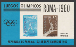 Panama C237a Sheet, MNH. Michel Bl. Olympics Rome-1960. Javelin Thrower, Torch. - Panama