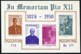 Panama C212a Sheet, MNH. Michel Bl.6. Pope Pius XII, In Memory 1959. - Panamá