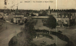 CPA  Lot De 2 (77)   MELUN  Vue D'ensemble Et Square Chapu - Un Coin Au Pont De L'Almont (cachet Militaire Sur Une) - Melun