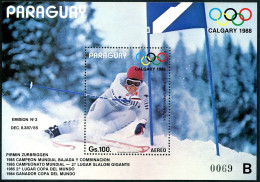 Paraguay 2238 B Sheet, MNH. Mi Bl.446. Olympics Calhary-1988. Pirmin Zurbriggen. - Paraguay