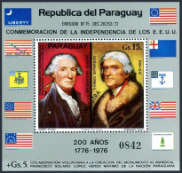 Paraguay 1625A Muestra,MNH.Mi Bl.260. USA-200,1975. Washington, Jefferson, Flags - Paraguay
