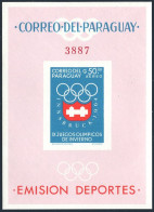 Paraguay 790a Imperf, MNH. Michel Bl.49. Winter Olympics Innsbruck-1964. - Paraguay