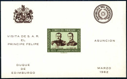 Paraguay C312a Imperf, MNH. Mi Bl.21. President Stroessner, Prince Philip, 1962. - Paraguay